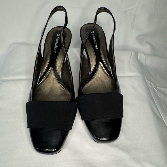 Naturalizer Black Slingback Heels Square Toe - Picture 1 of 9
